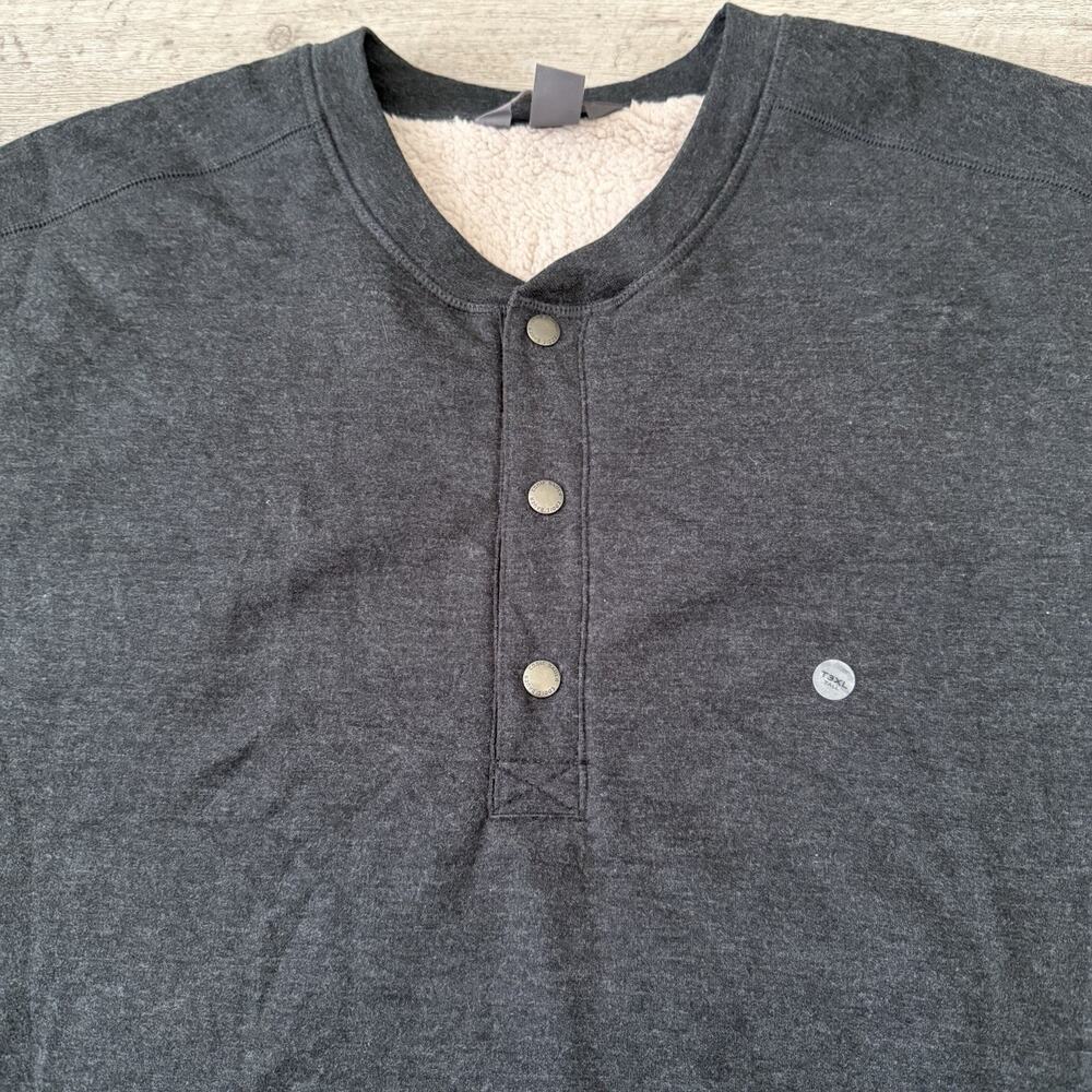 Eddie Bauer Camp Fleece Henley Men 3XL Gray Sherpa Lined Sweatshirt Pullover NEW